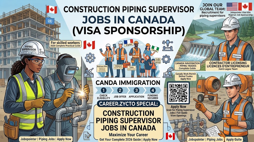 Construction Piping Supervisor Jobs in Canada with Visa Sponsorship